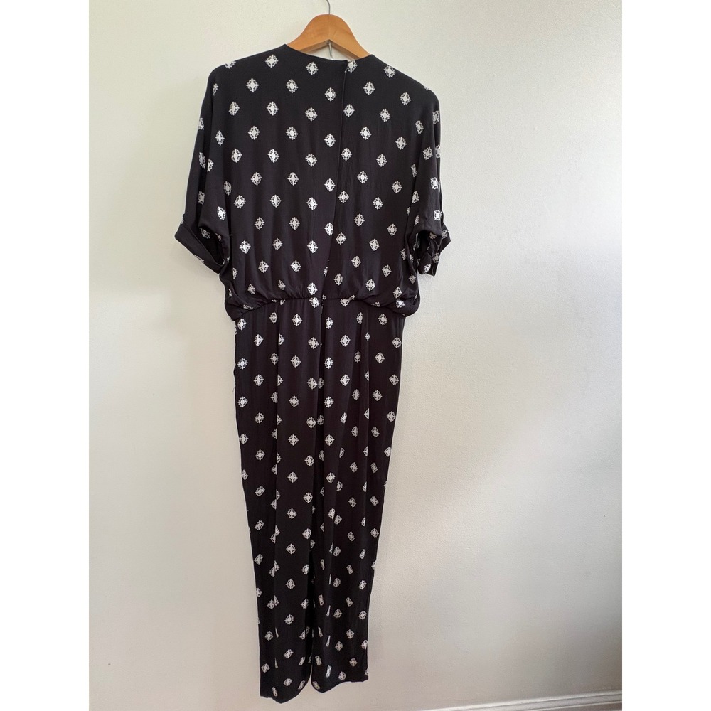 Mango MNG Suit Black White Geometric Medallion Print Jumpsuit S/M 61063670